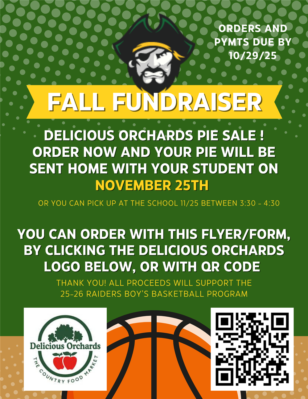  Basketball Fundraiser, Delicious Orchards Order Form